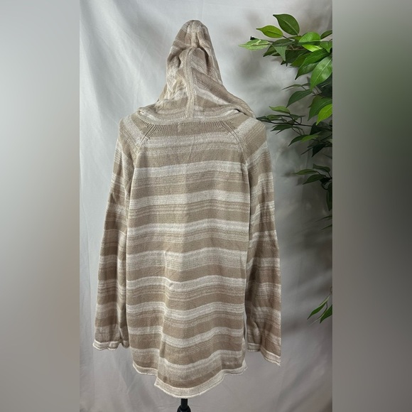 Cozy Beige Striped Hooded Tunic 🌴☀️ - Picture 5 of 11